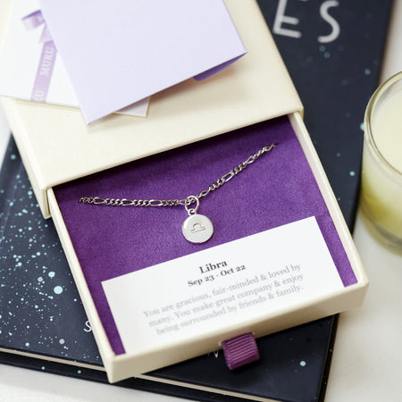 Zodiac Sign Figaro Chain Anklet Silver